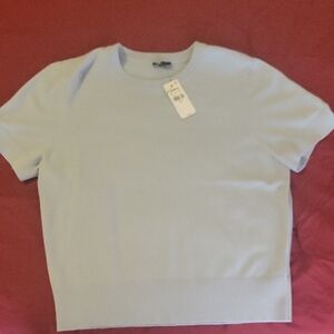 Express Soft Blue Knit Top